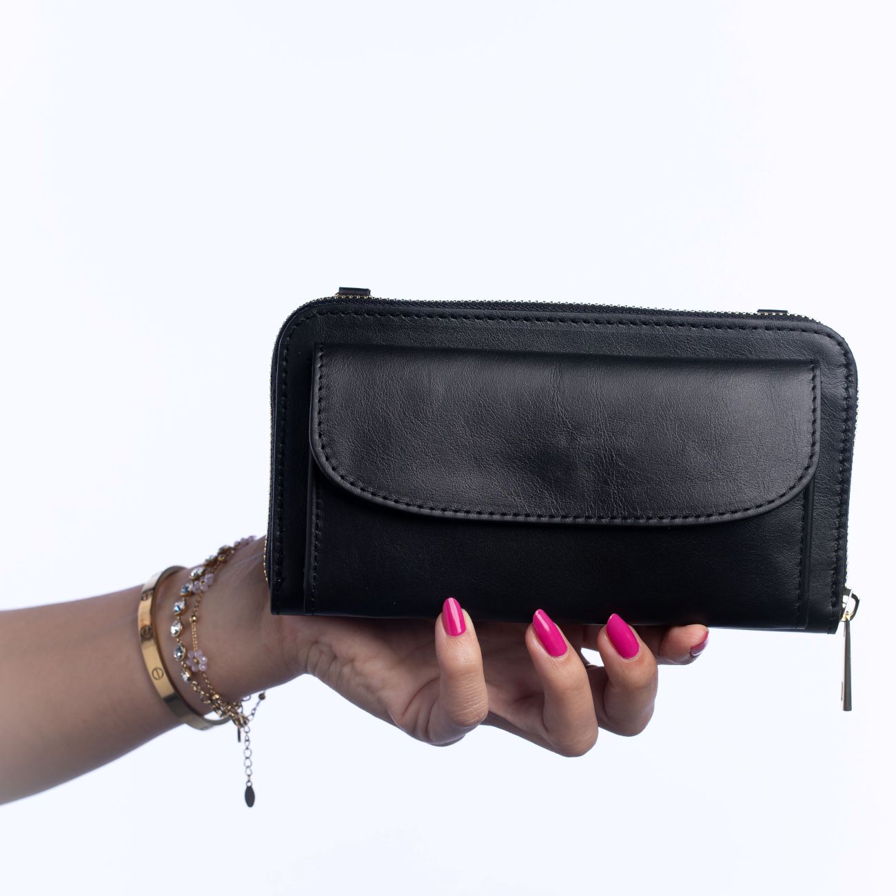 Mini Travel Bag in Vera Pelle | Con Tracolla, Interno a Portafoglio, Porta Cellulare