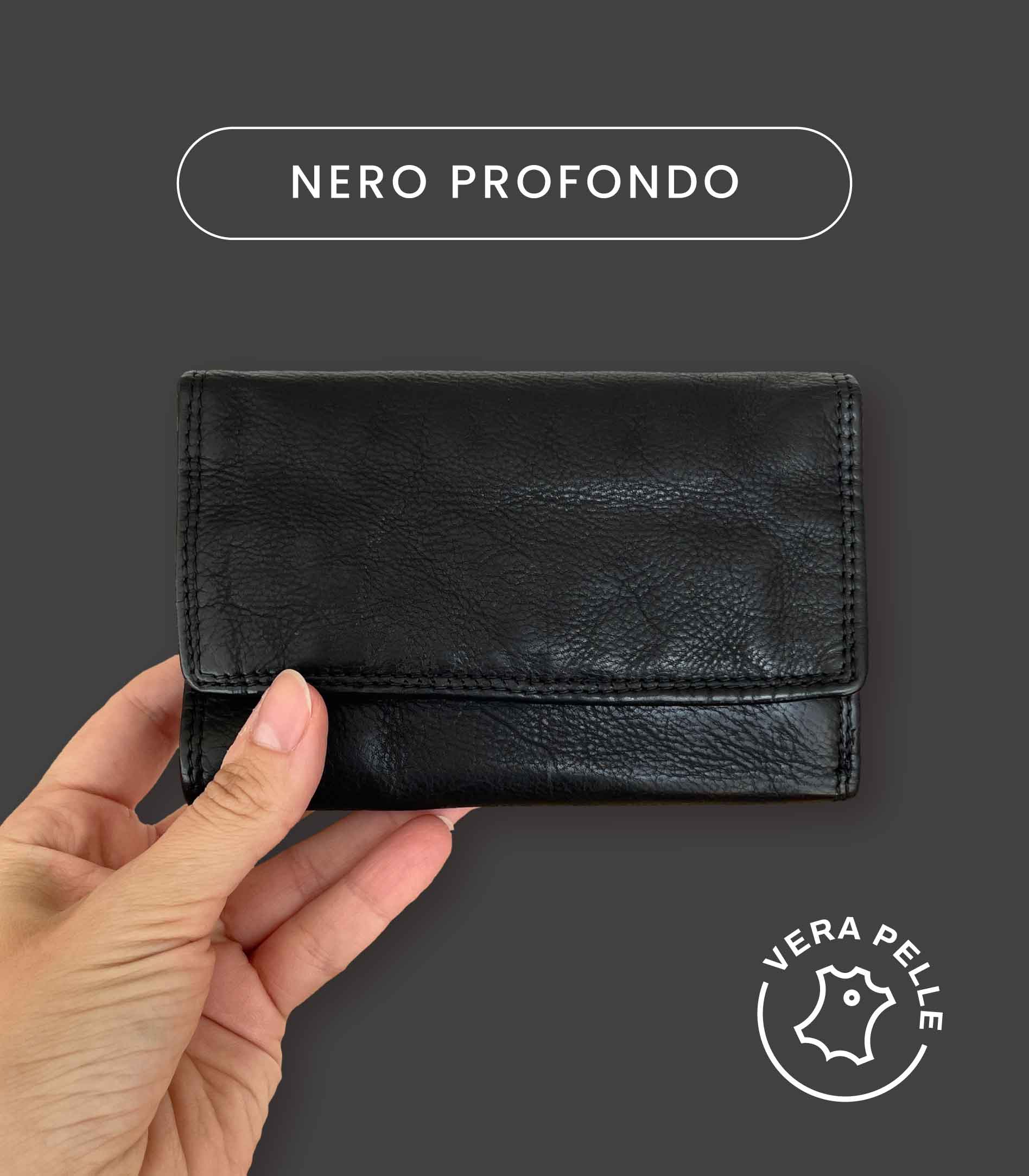 Portafoglio Donna in Vera Pelle Vintage (L30) | 20 Tessere, Portafoto, Tasca Banconote, Portamonete con zip