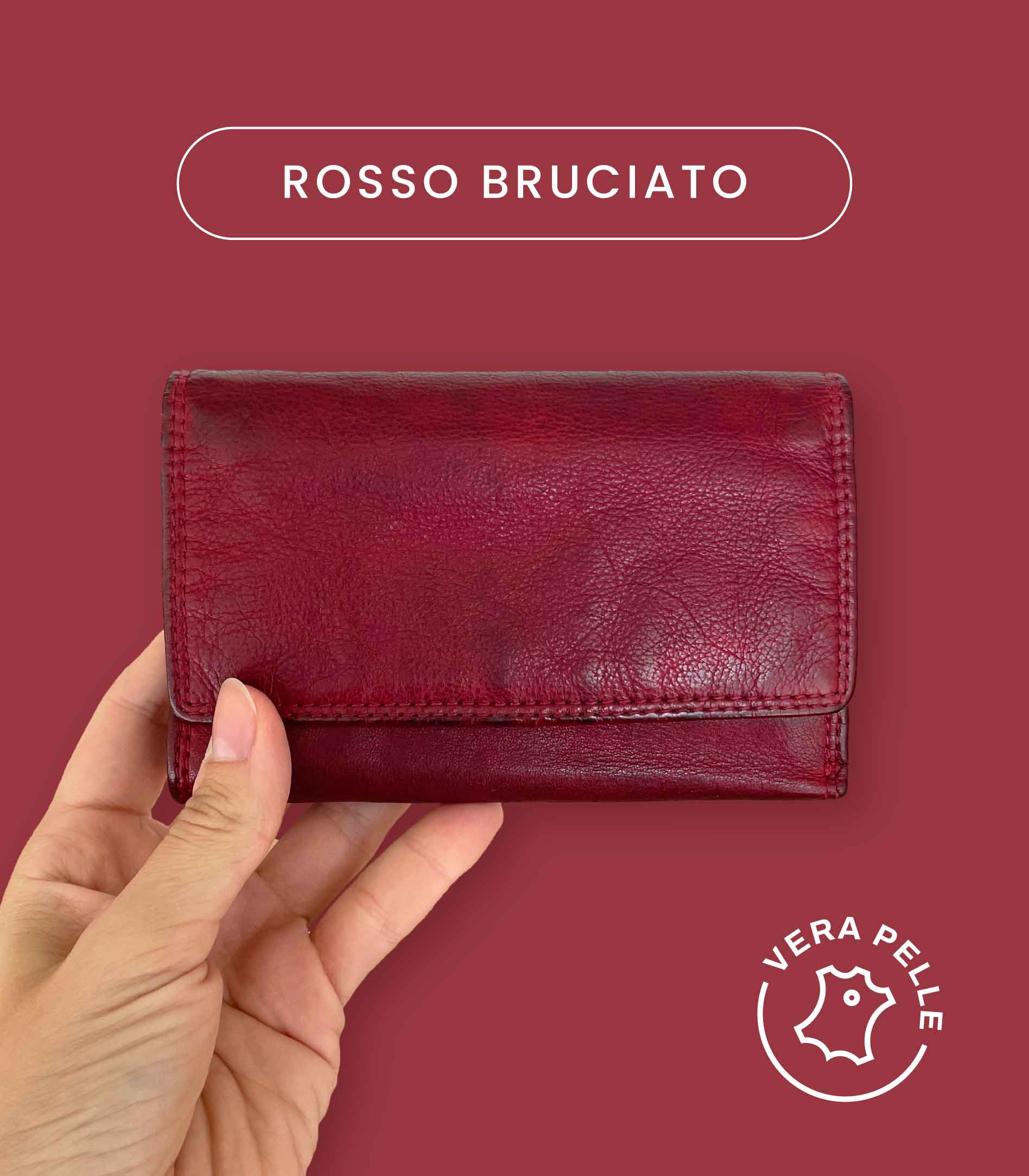 Portafoglio Donna in Vera Pelle Vintage (L30) | 20 Tessere, Portafoto, Tasca Banconote, Portamonete con zip