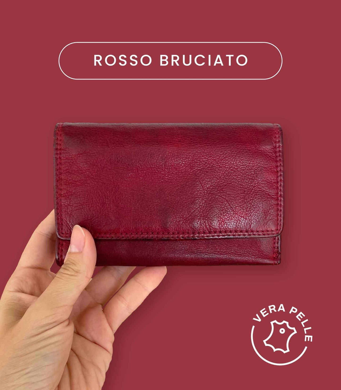 Portafoglio Donna in Vera Pelle Vintage 14,5x9,5cm