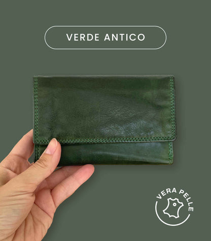 Portafoglio Donna in Vera Pelle Vintage 14,5x9,5cm