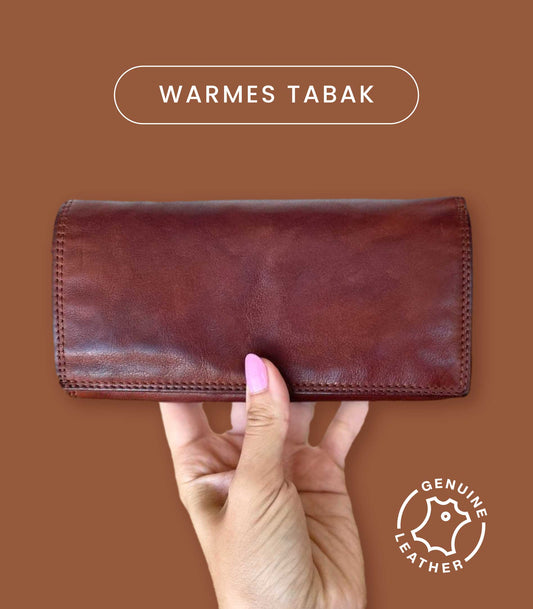 Damen-Geldbörse aus hochwertigem Echtleder im Vintage-Stil, 18x10 cm