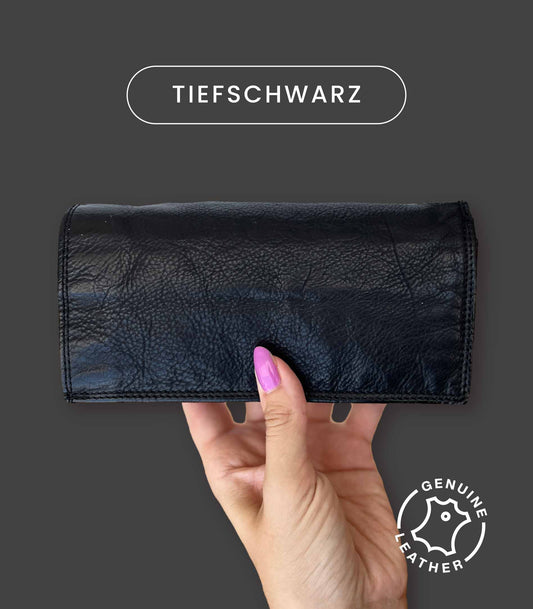 Damen-Geldbörse aus hochwertigem Echtleder im Vintage-Stil, 18x10 cm