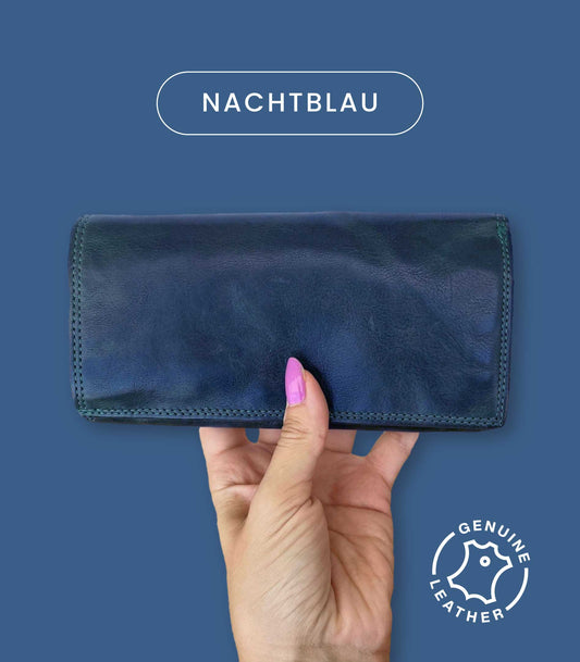 Damen-Geldbörse aus hochwertigem Echtleder im Vintage-Stil, 18x10 cm