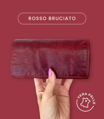 Portafoglio Donna in Vera Pelle Premium Vintage 18x10cm