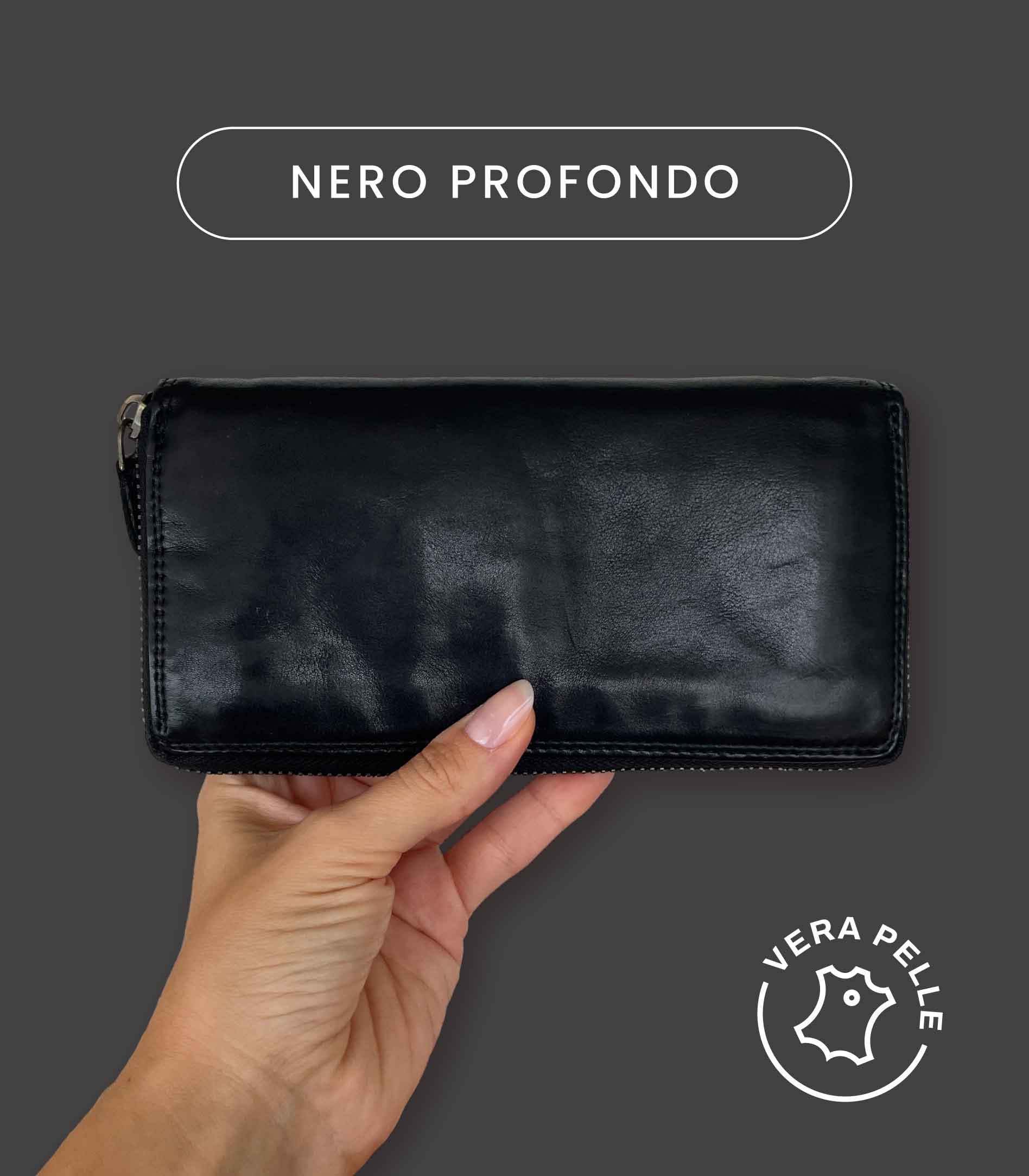 Portafoglio Donna in Vera Pelle Premium Vintage (L32) | 15 Tessere, 2 Portafoto, Tasche Banconote, Portamonete con zip