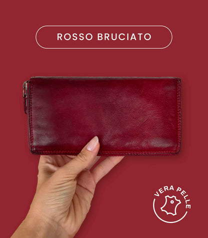 Portafoglio Donna in Vera Pelle Premium Vintage 19x10cm