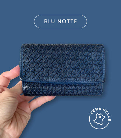 M20 Portafoglio Donna in Vera Pelle Vintage Intrecciata | 15 Tessere, Portafoto, Doppia Tasca Banconote, Zip Portamonete
