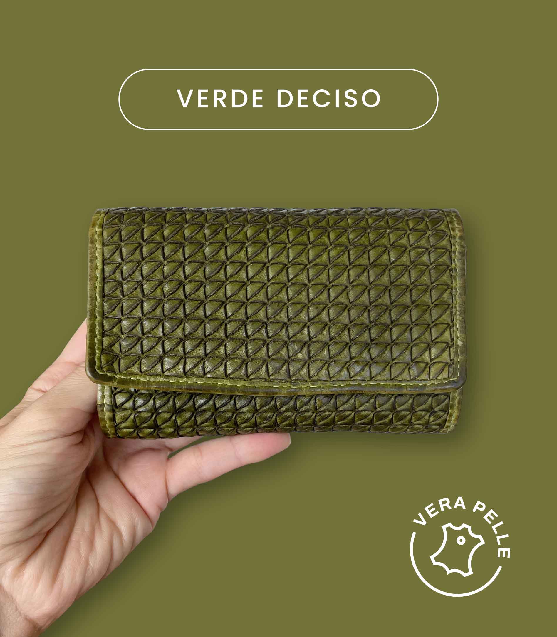 Portafoglio Donna in Vera Pelle Intrecciata Vintage 14x9cm