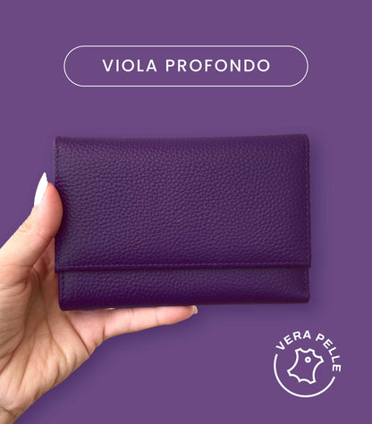 Portafoglio Donna in Vera Pelle - 14,5x10
