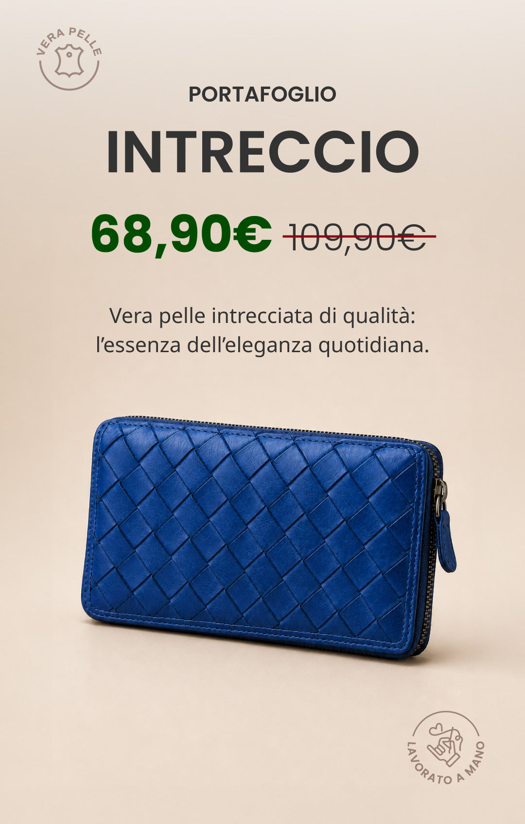 Portafoglio "Intreccio" | Vera Pelle Morbida Lavorato a Mano