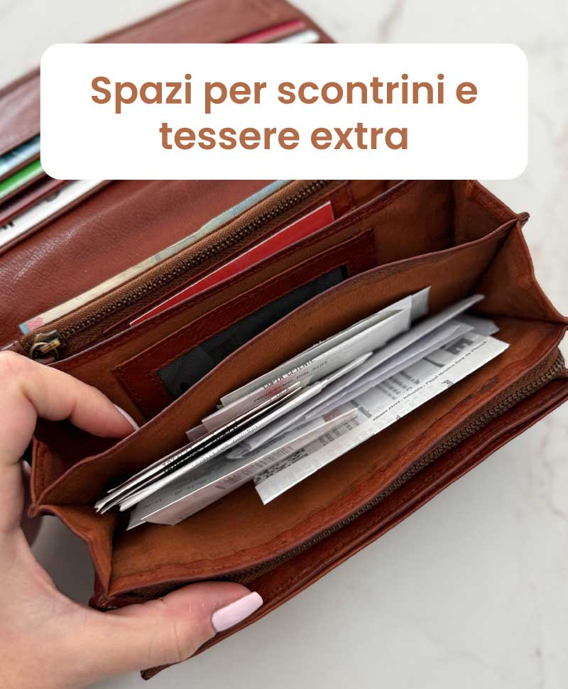 Portafoglio Donna in Vera Pelle Premium Vintage (L31) | 14 Tessere, Portafoto, Tasca Banconote, Zip Portamonete