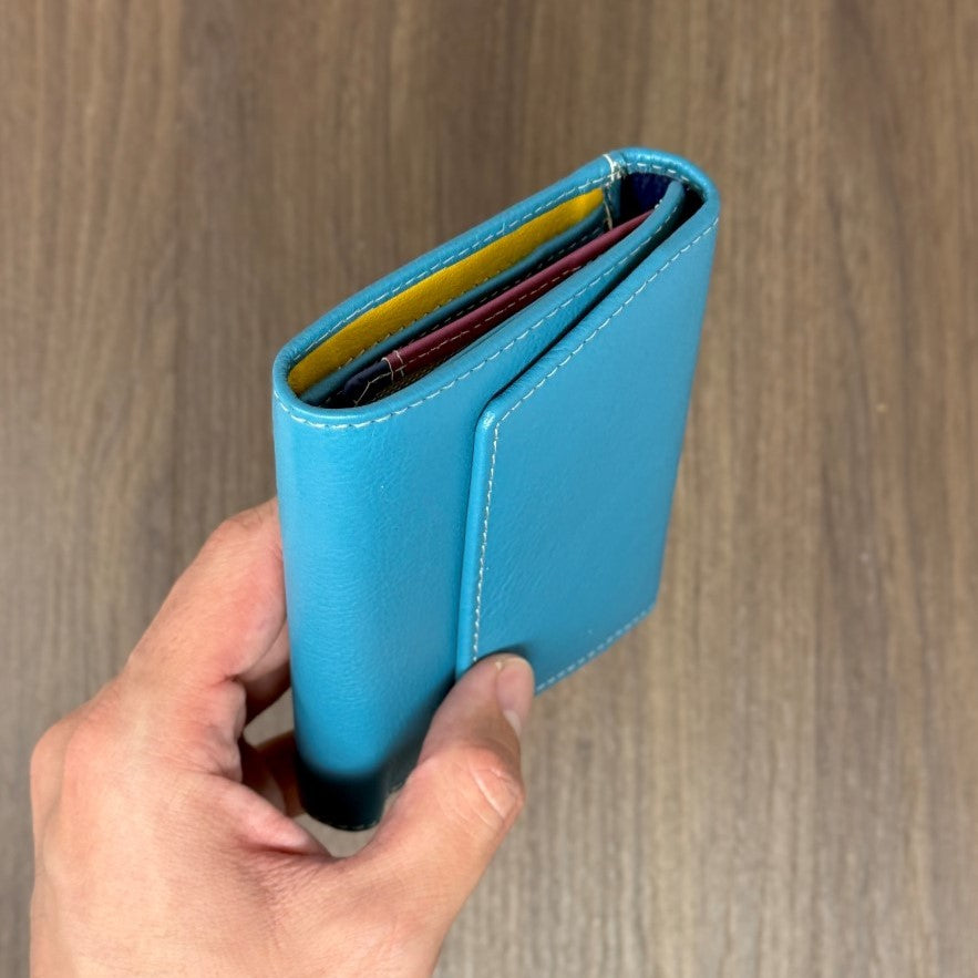 Portafoglio "Tratto" – colore TURCHESE - Vera Pelle Morbida