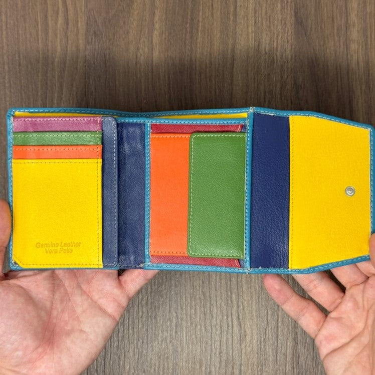 Portafoglio "Tratto" – colore TURCHESE - Vera Pelle Morbida