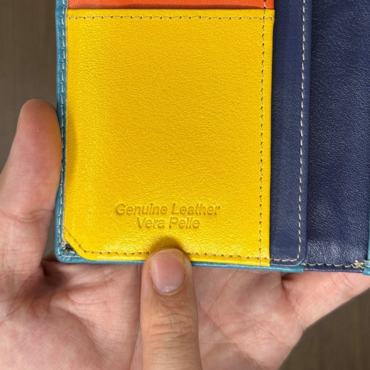 Portafoglio "Tratto" – colore TURCHESE - Vera Pelle Morbida
