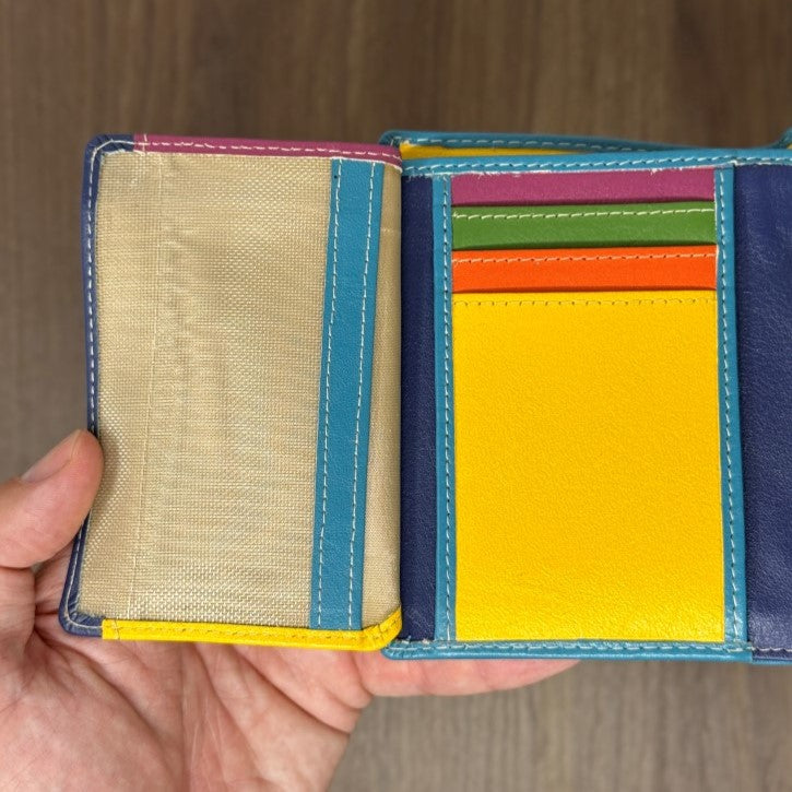 Portafoglio "Tratto" – colore TURCHESE - Vera Pelle Morbida