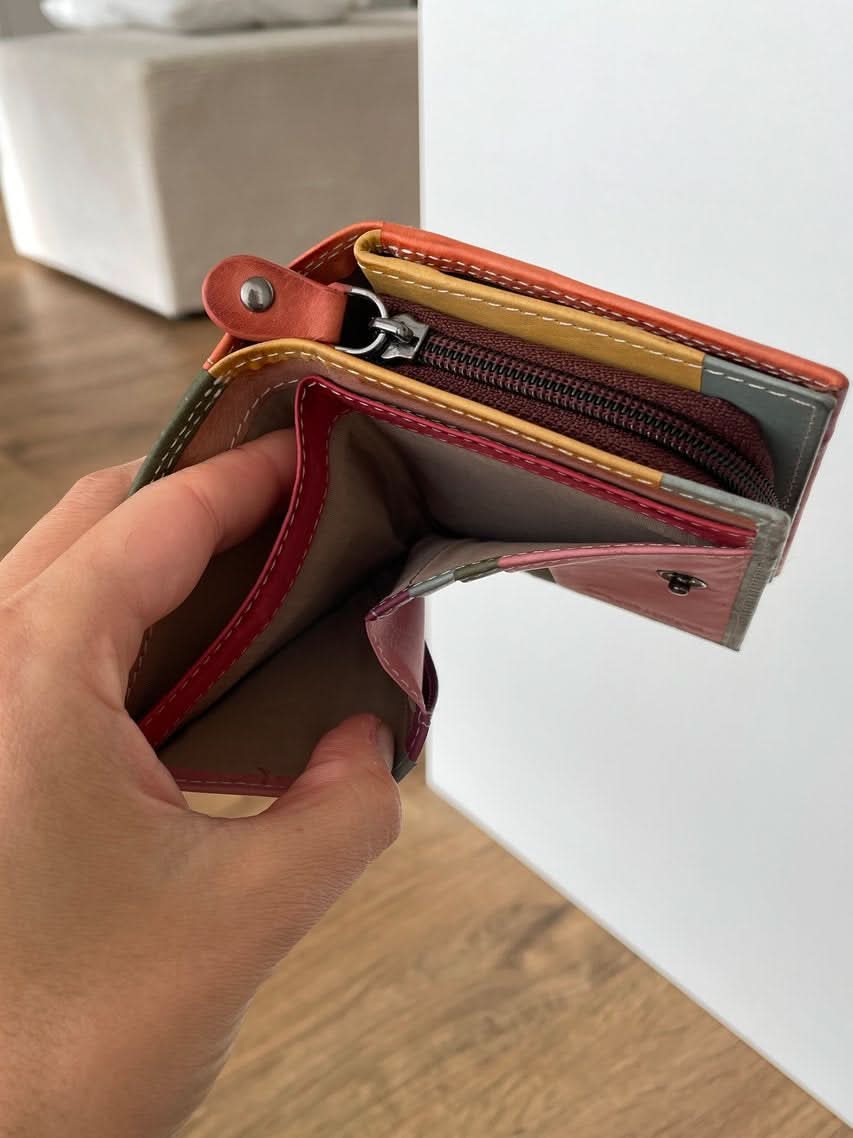 Portafoglio Medio/Piccolo in Vera Pelle | Ampio Portafoto, Pratico Portamonete, Doppia Tasca Banconote, Spazi Tessere