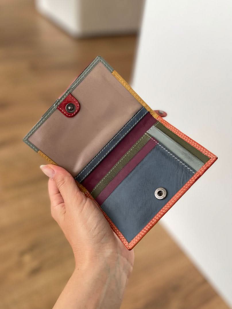 Portafoglio Medio/Piccolo in Vera Pelle | Ampio Portafoto, Pratico Portamonete, Doppia Tasca Banconote, Spazi Tessere