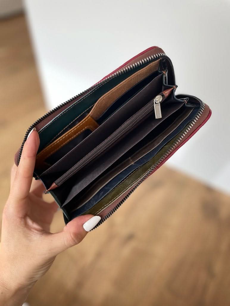 Portafoglio Grande in Vera Pelle | Ampio, Sottile, Multitasche, Porta foto, Portamonete.