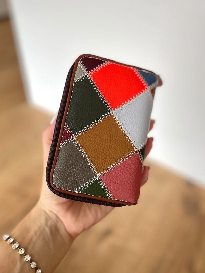 Portafoglio Medio in Vera Pelle | Spazi Tessere, Portamonete, Portafoto, Ampia Tasca Banconote