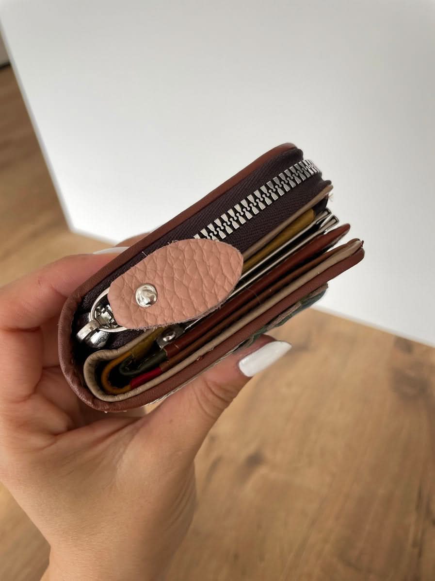 Portafoglio Medio in Vera Pelle | Spazi Tessere, Portamonete, Portafoto, Ampia Tasca Banconote