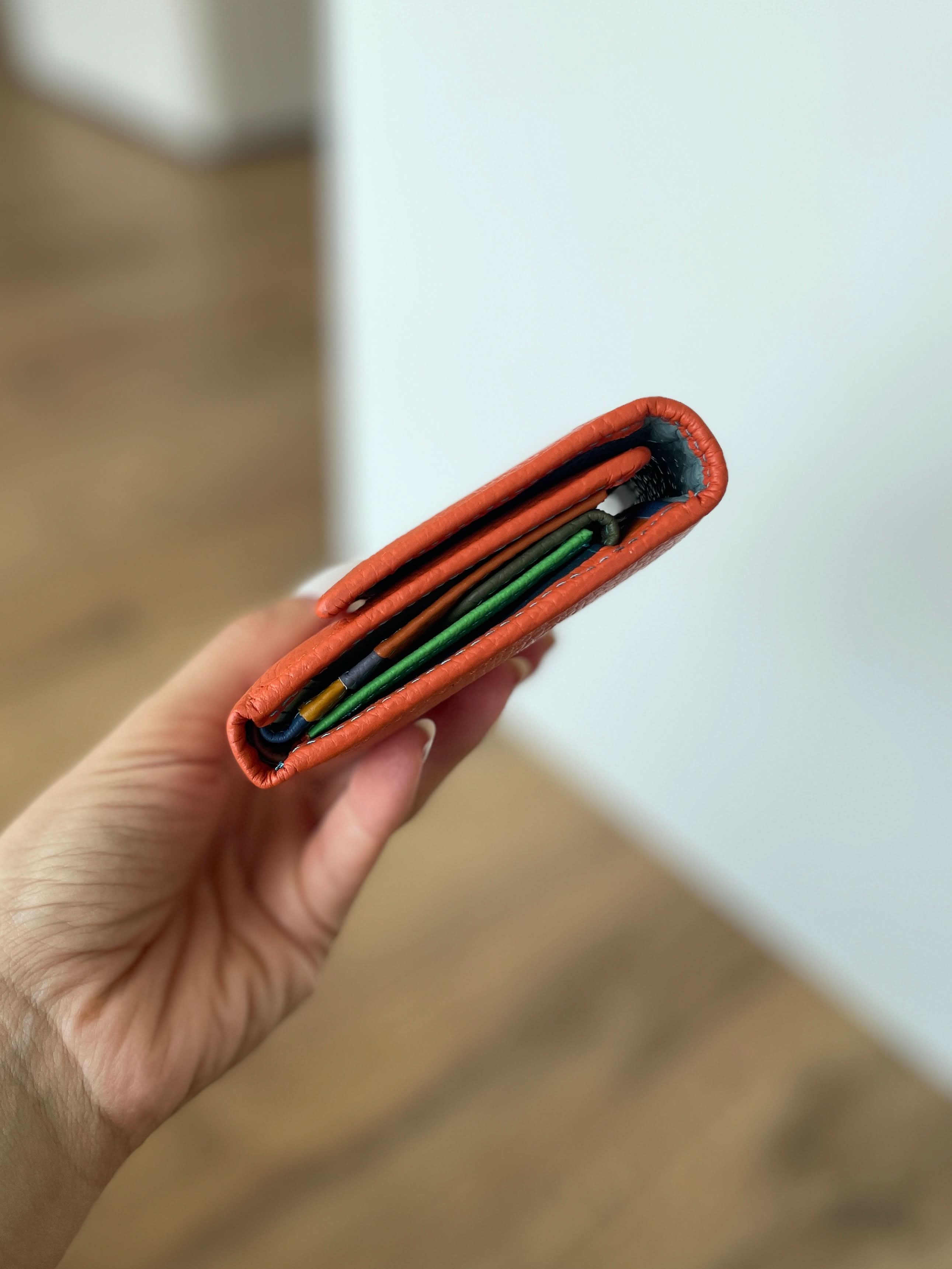 Portafoglio Medio/Grande in Vera Pelle  | Spazi Tessere, 2 Portafoto, Doppia Tasca Banconote, Portamonete