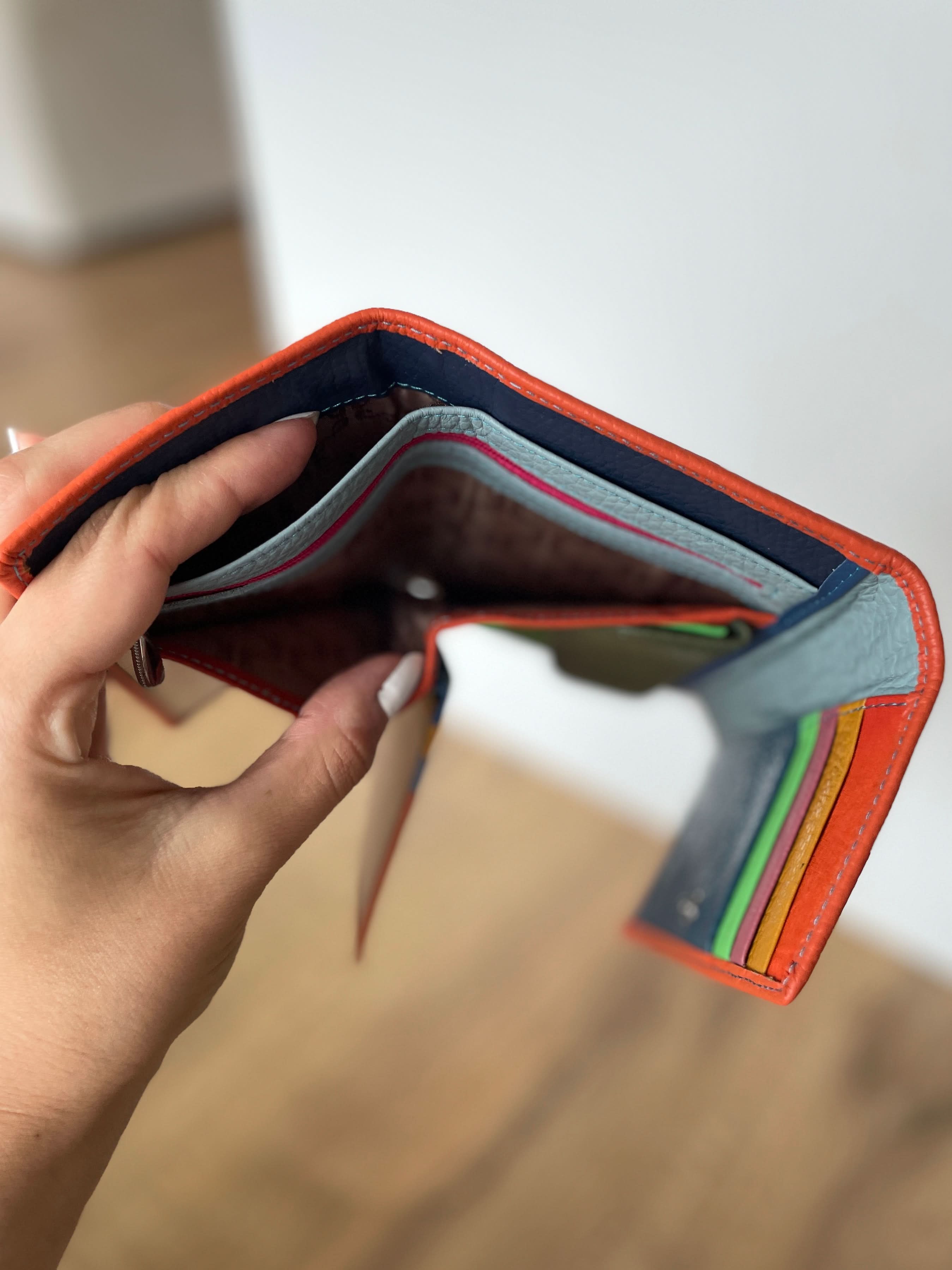 Portafoglio Medio/Grande in Vera Pelle  | Spazi Tessere, 2 Portafoto, Doppia Tasca Banconote, Portamonete