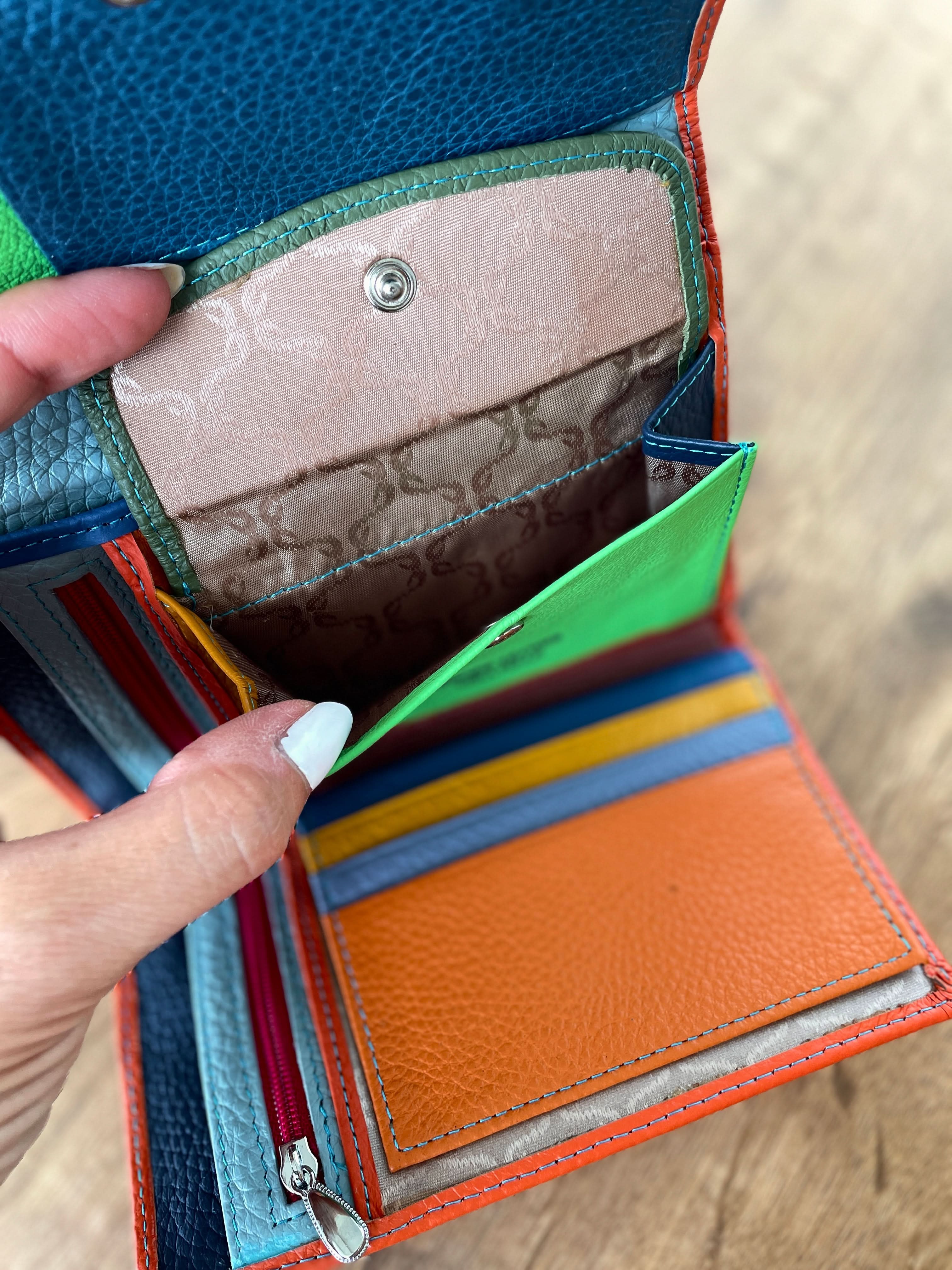 Portafoglio Medio/Grande in Vera Pelle  | Spazi Tessere, 2 Portafoto, Doppia Tasca Banconote, Portamonete