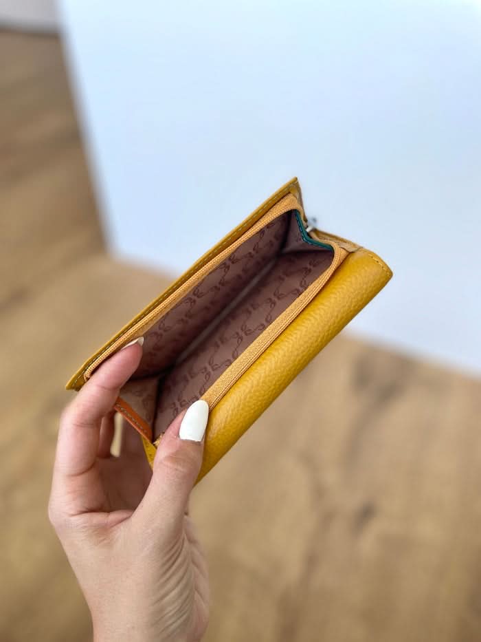 Portafoglio Medio in Vera Pelle (M89) | Portafoto, Portamonete con zip, Doppia Tasca Banconote, Spazi Tessere