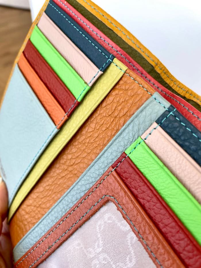 Portafoglio Medio in Vera Pelle (M89) | Portafoto, Portamonete con zip, Doppia Tasca Banconote, Spazi Tessere