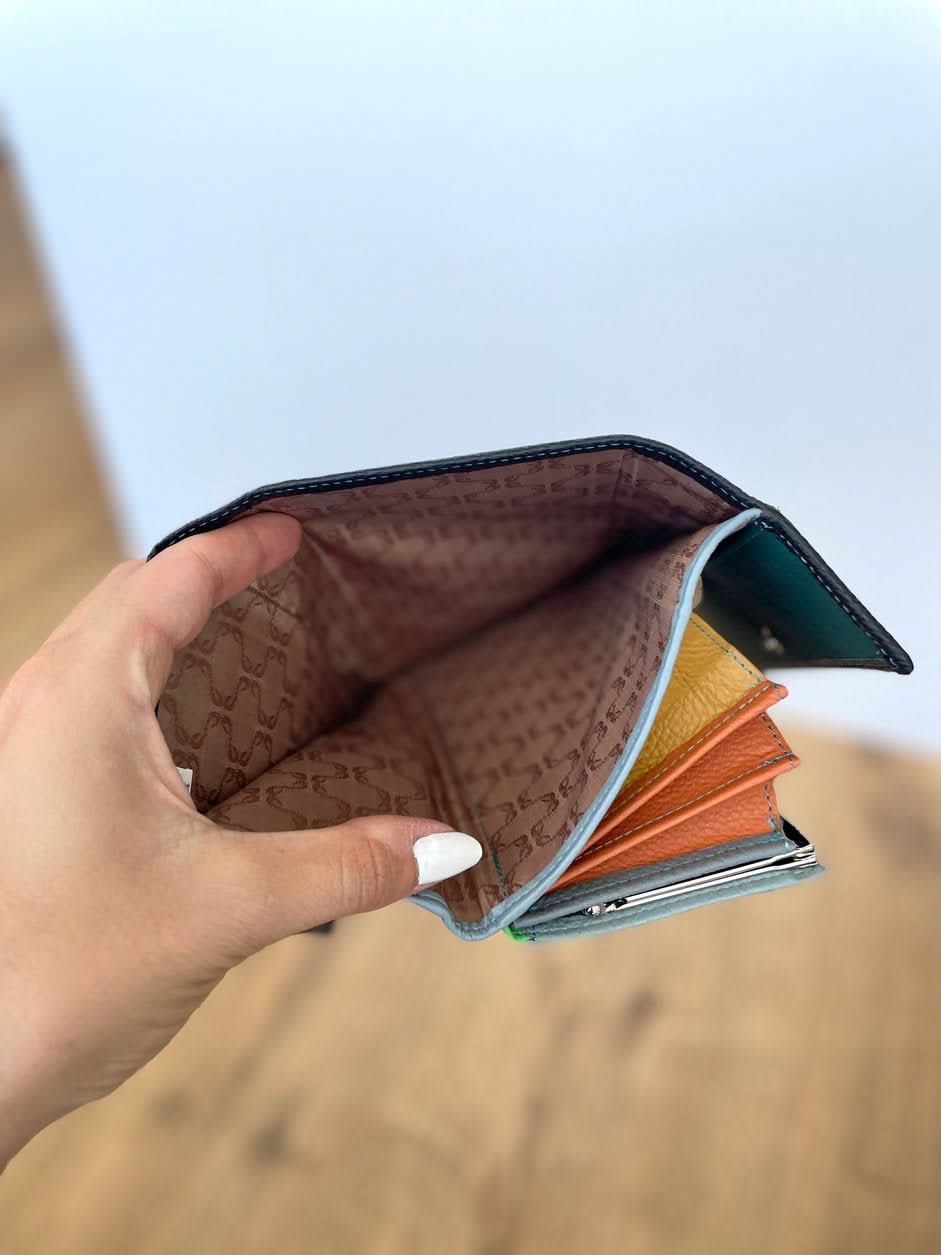 Portafoglio Grande in Vera Pelle | Portafoto, Spazi Tessere, Ampia Tasca Banconote, Portamonete