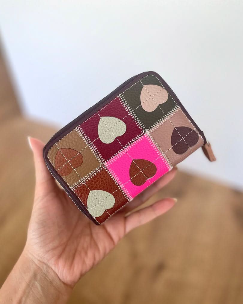 Portafoglio Medio/Piccolo in Vera Pelle | Spazi Tessere, 3 Portafoto, Ampia Tasca Banconote, Portamonete con zip