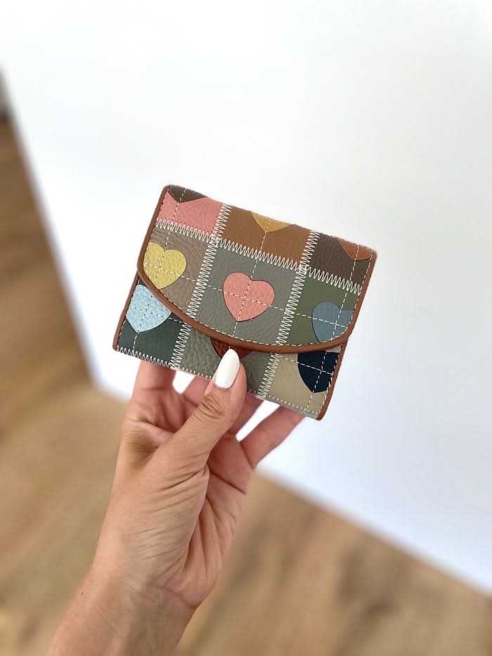 Portafoglio Piccolo in Vera Pelle | Spazi Tessere, Portafoto, 2 Tasche banconote, Portamonete