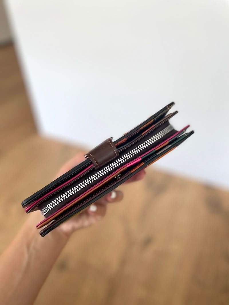 Portafoglio Grande in Vera Pelle (P03) | Spazi Tessere, 2 Portafoto, 2 Tasche banconote, Portamonete