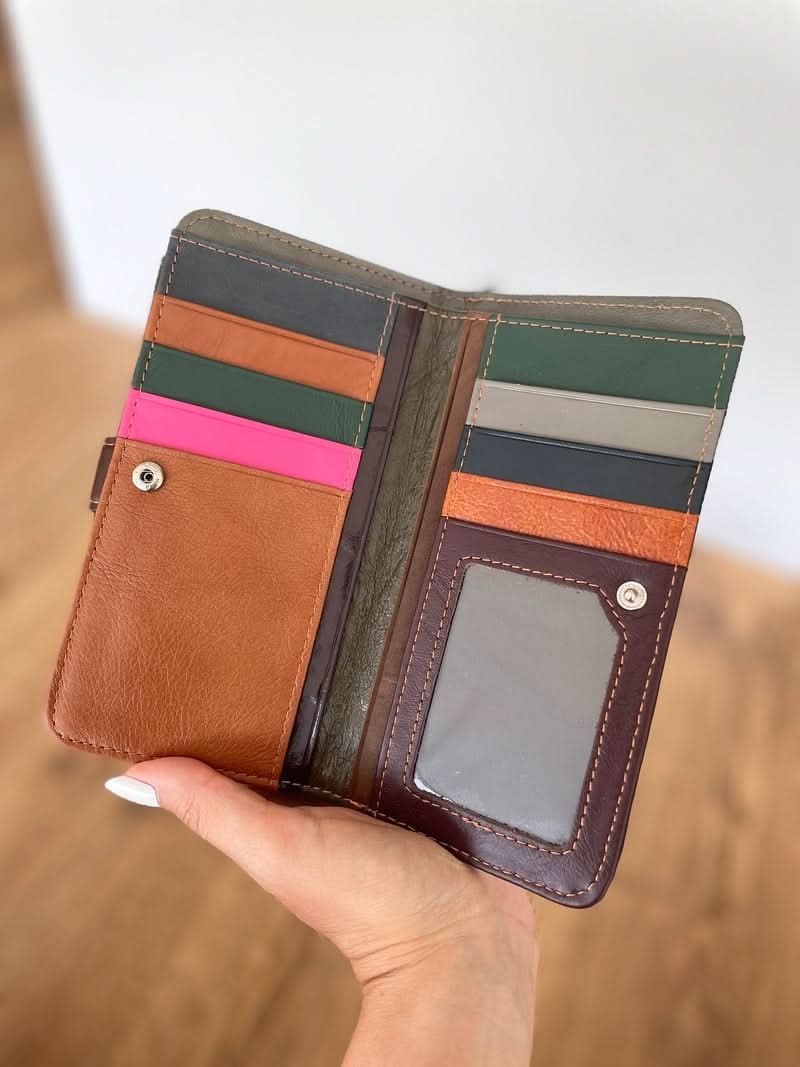 Portafoglio Grande in Vera Pelle (P03) | Spazi Tessere, 2 Portafoto, 2 Tasche banconote, Portamonete