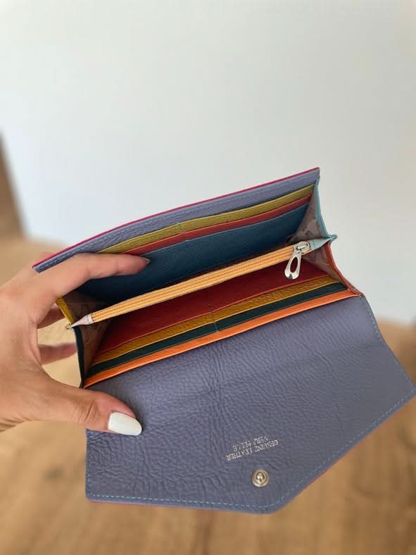 Portafoglio Grande in Vera Pelle | Pratico Portamonete, Tasca Banconote, Spazi Tessere