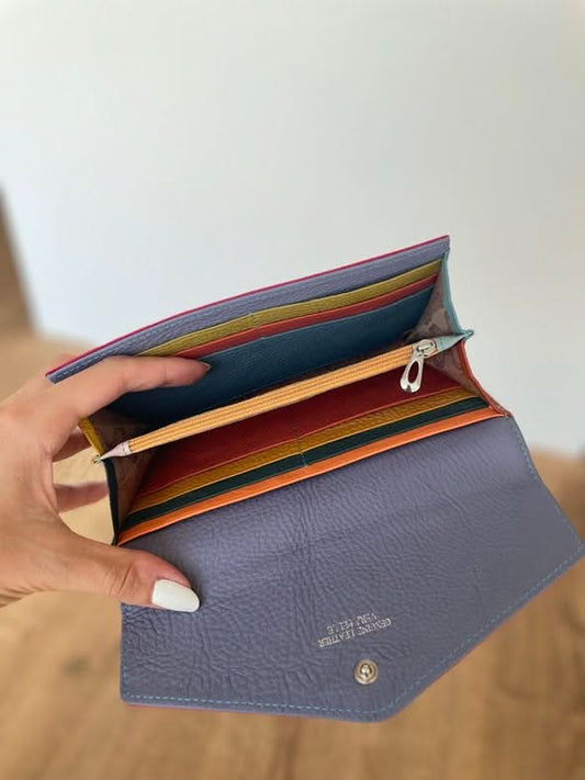 M34 - Portafoglio Grande in Vera Pelle | Pratico Portamonete, Tasca Banconote, Spazi Tessere