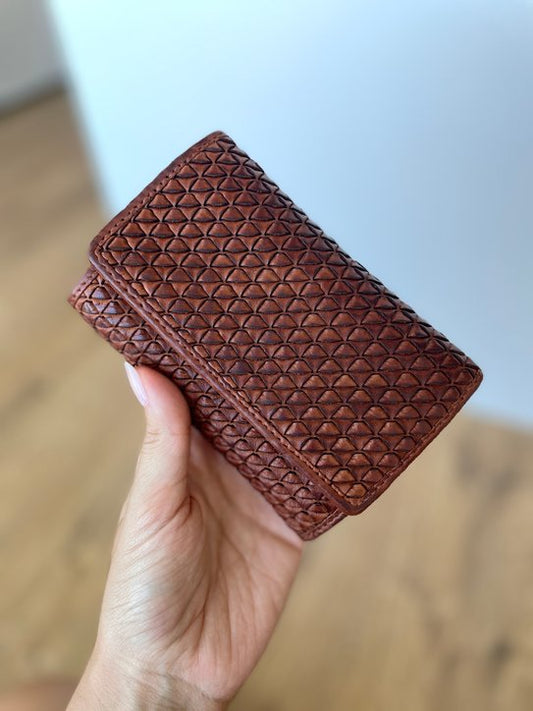 M20 Portafoglio Donna in Vera Pelle Vintage Intrecciata | 15 Tessere, Portafoto, Doppia Tasca Banconote, Zip Portamonete