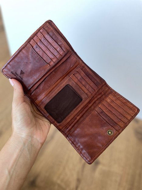 M20 Portafoglio Donna in Vera Pelle Vintage Intrecciata | 15 Tessere, Portafoto, Doppia Tasca Banconote, Zip Portamonete