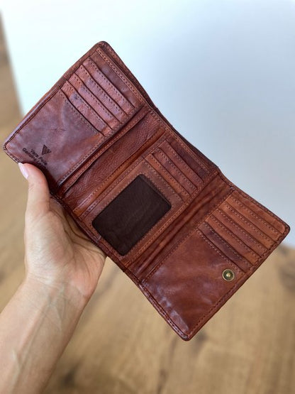 M20 Portafoglio Donna in Vera Pelle Vintage Intrecciata | 15 Tessere, Portafoto, Doppia Tasca Banconote, Zip Portamonete