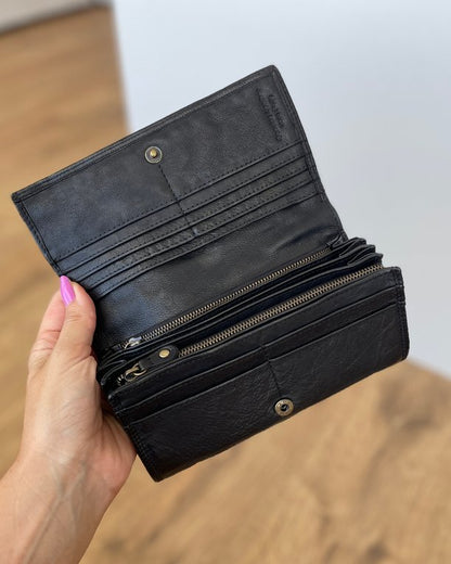 Damen-Geldbörse aus hochwertigem Echtleder im Vintage-Stil, 18x10 cm
