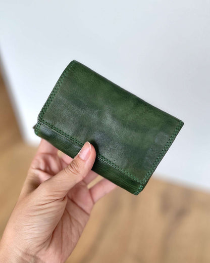 Mini Portafoglio in Vera Pelle Vintage 12x8cm
