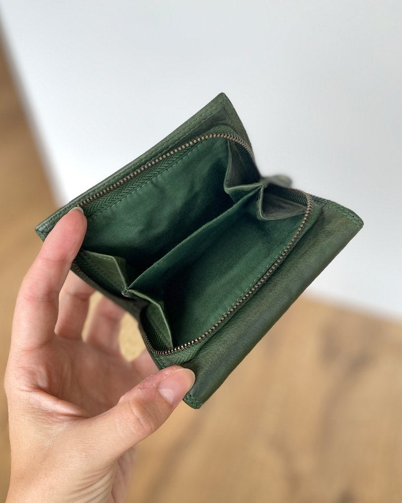 Mini Portafoglio in Vera Pelle Vintage 12x8cm