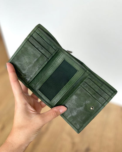 Mini Portafoglio in Vera Pelle Vintage 12x8cm