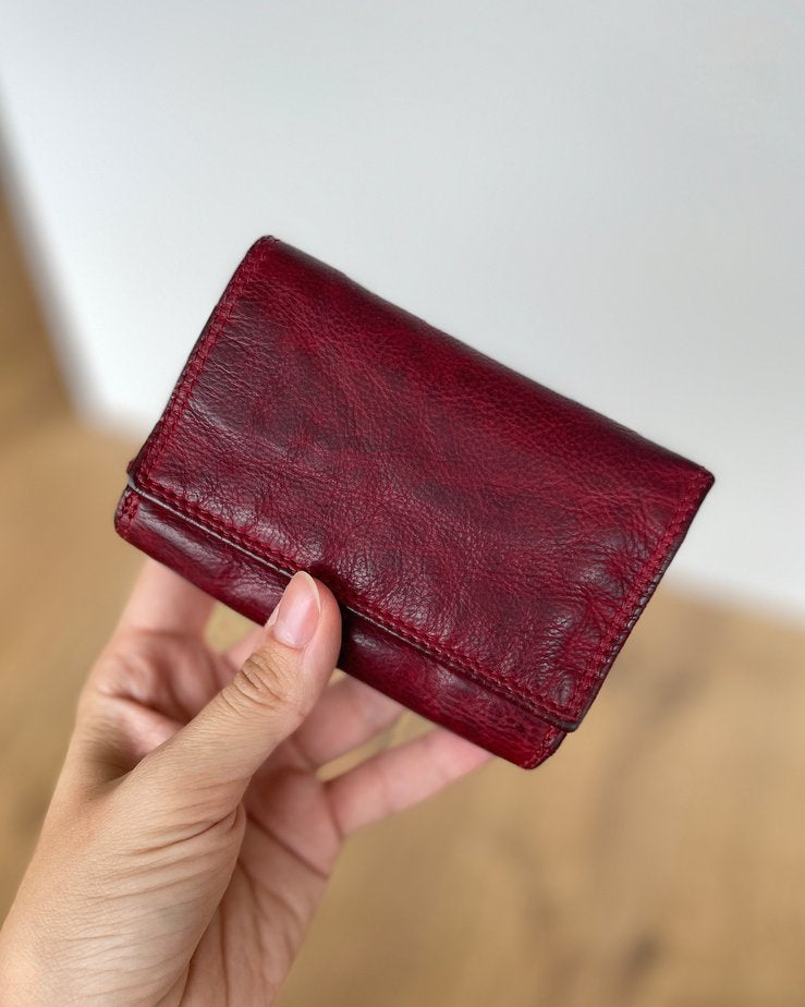 Mini Portafoglio in Vera Pelle Vintage 12x8cm
