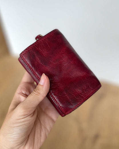 Mini Portafoglio in Vera Pelle Vintage 12x8cm