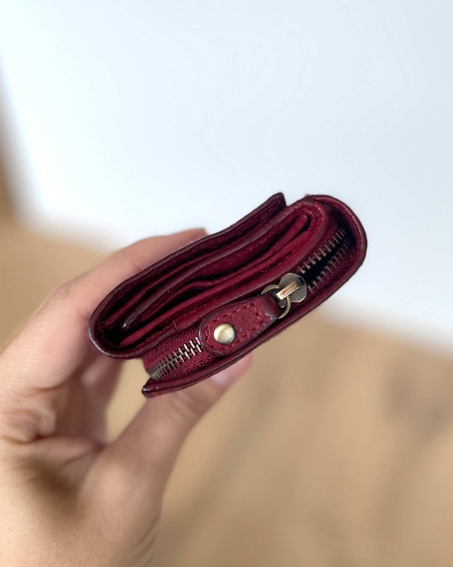 Mini Portafoglio in Vera Pelle Vintage 12x8cm