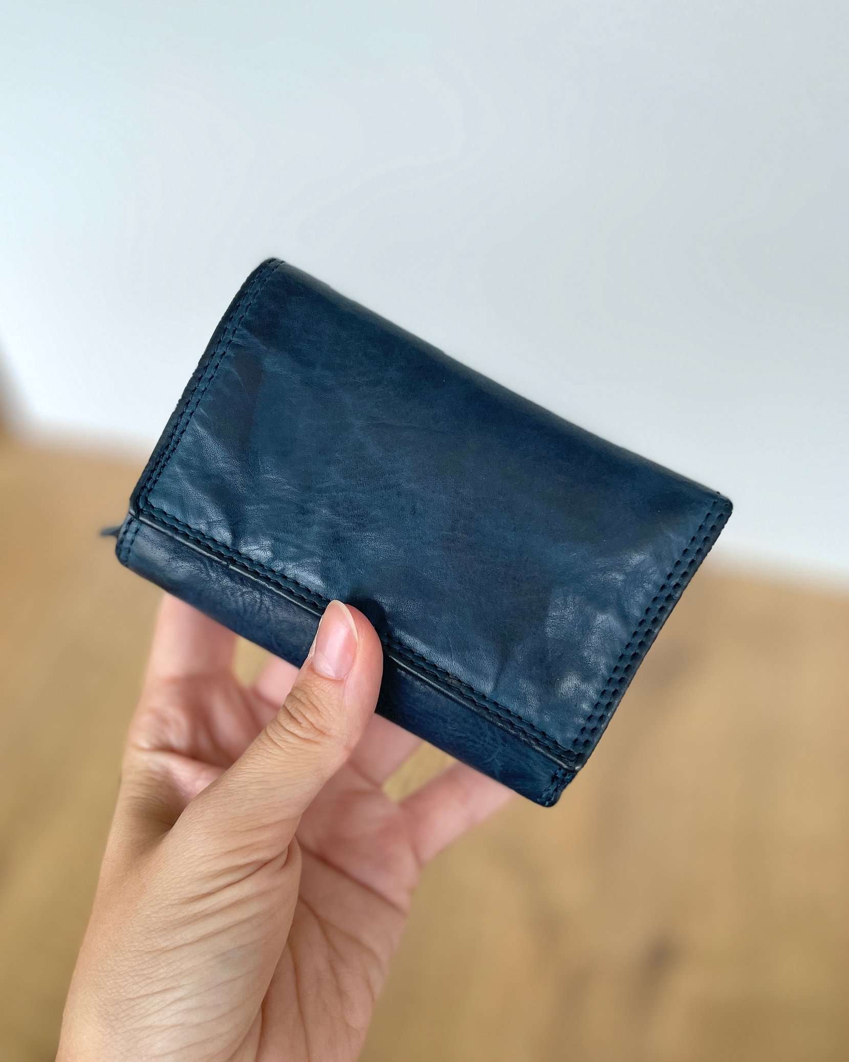 Mini Portafoglio in Vera Pelle Vintage (L36) | 9 Tessere, Portafoto, Tasca Banconote, Portamonete con zip