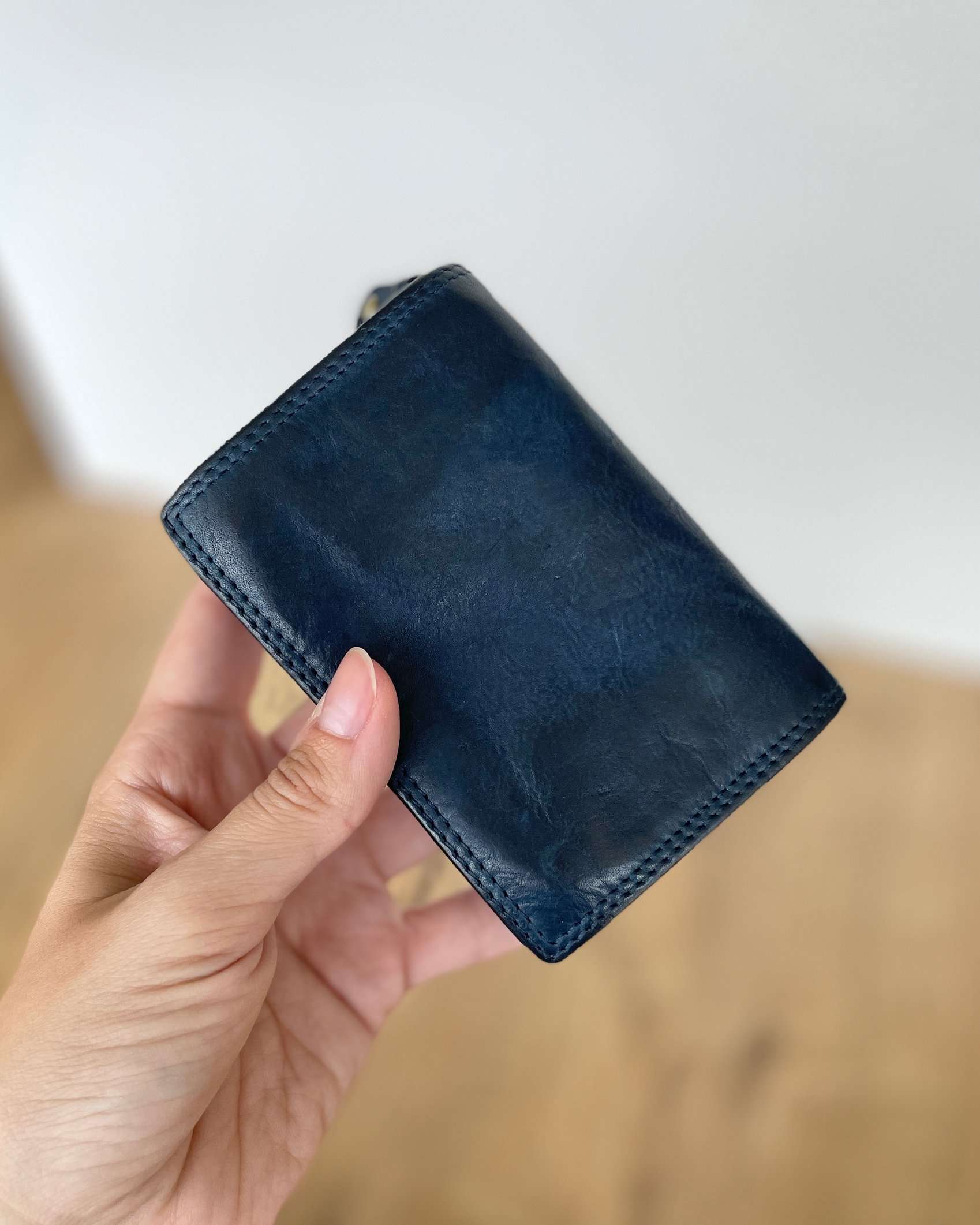 Mini Portafoglio in Vera Pelle Vintage (L36) | 9 Tessere, Portafoto, Tasca Banconote, Portamonete con zip