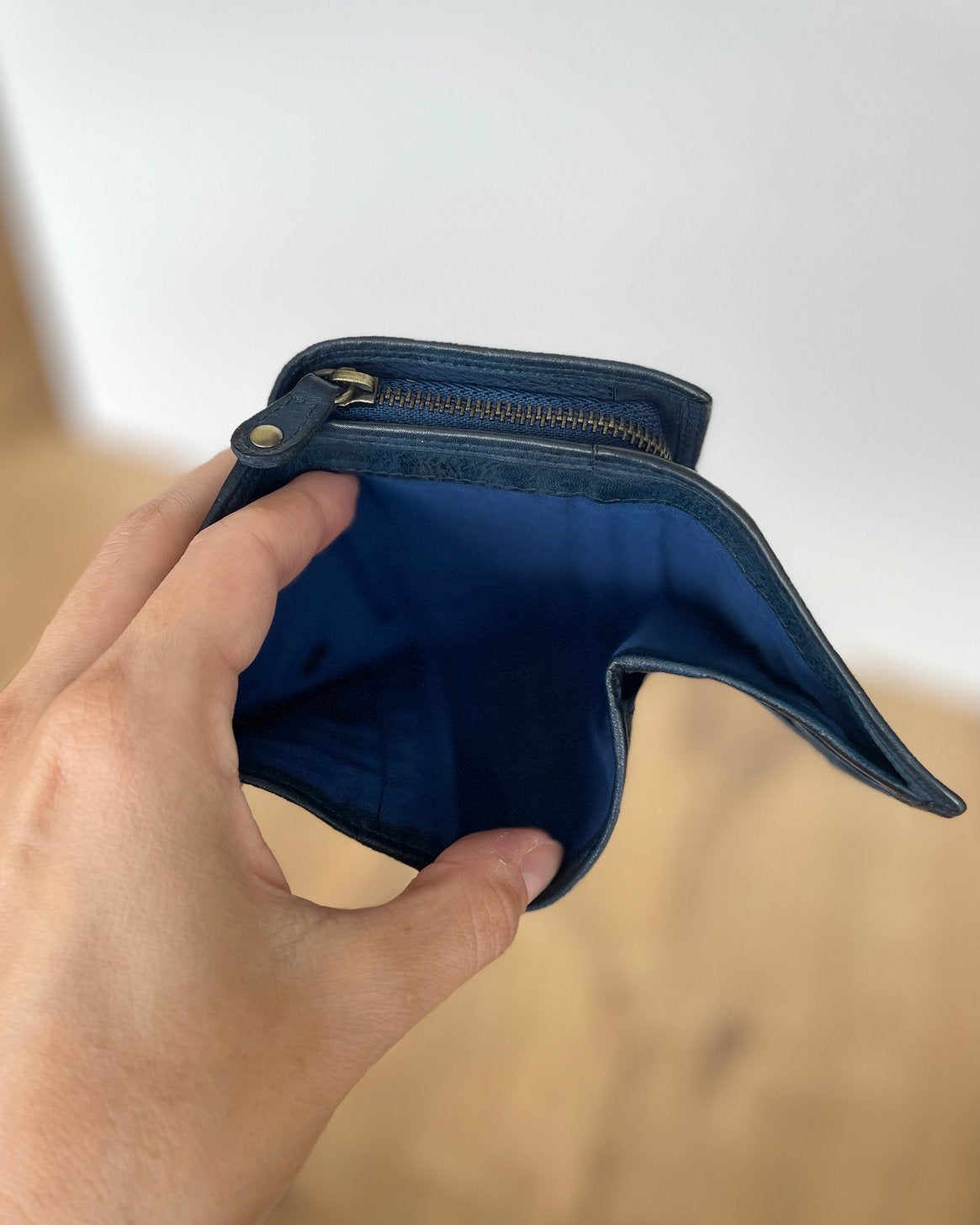 Mini Portafoglio in Vera Pelle Vintage (L36) | 9 Tessere, Portafoto, Tasca Banconote, Portamonete con zip